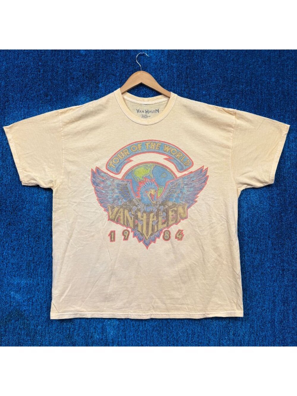 Van Halen 1984 World Tour Rock Yellow Oversized T-Shirt Size S/M